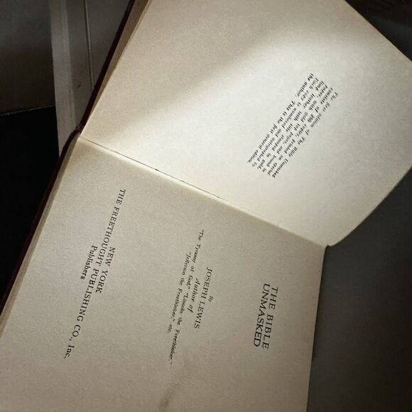 1926 The Bible Unmasked by Joseph Lewis FIRST GENERAL EDITION  Vintage Antique - Picture 3 of 9